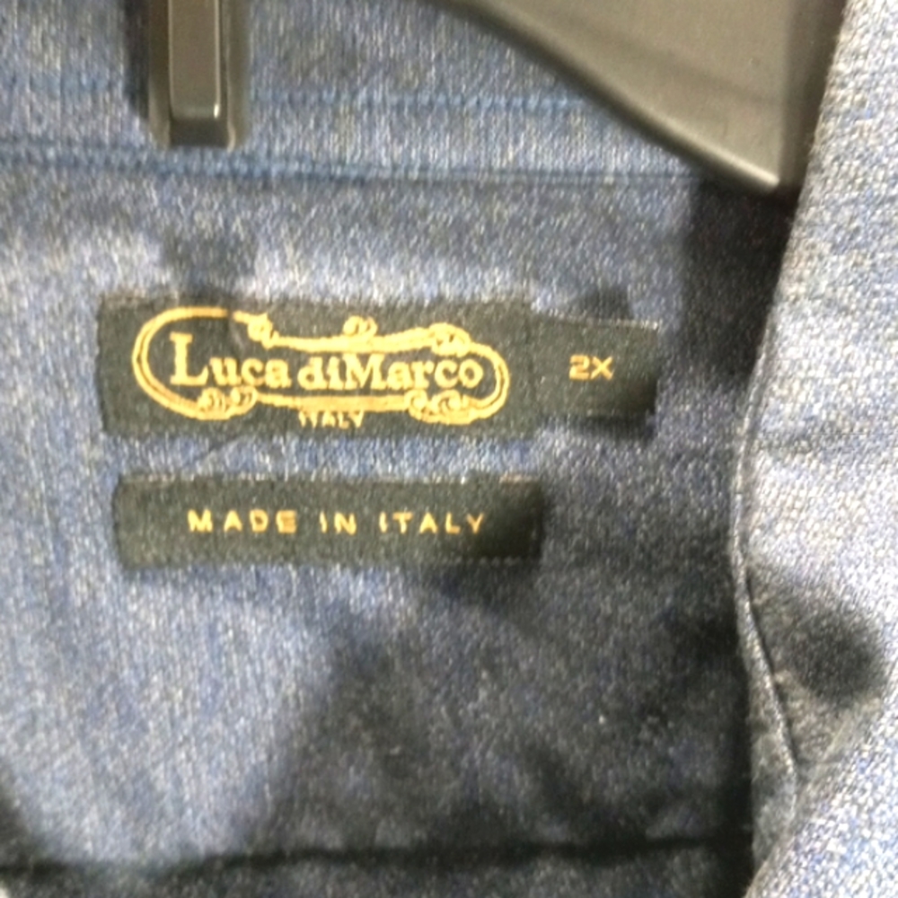 Luca diMarco Mens Sz 2 X Blue button down, 100% Cotton - Picture 2 of 9